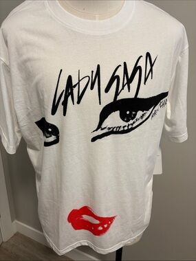 Lady Gaga Graphic Long Sleeve Tee - White/Black/Red